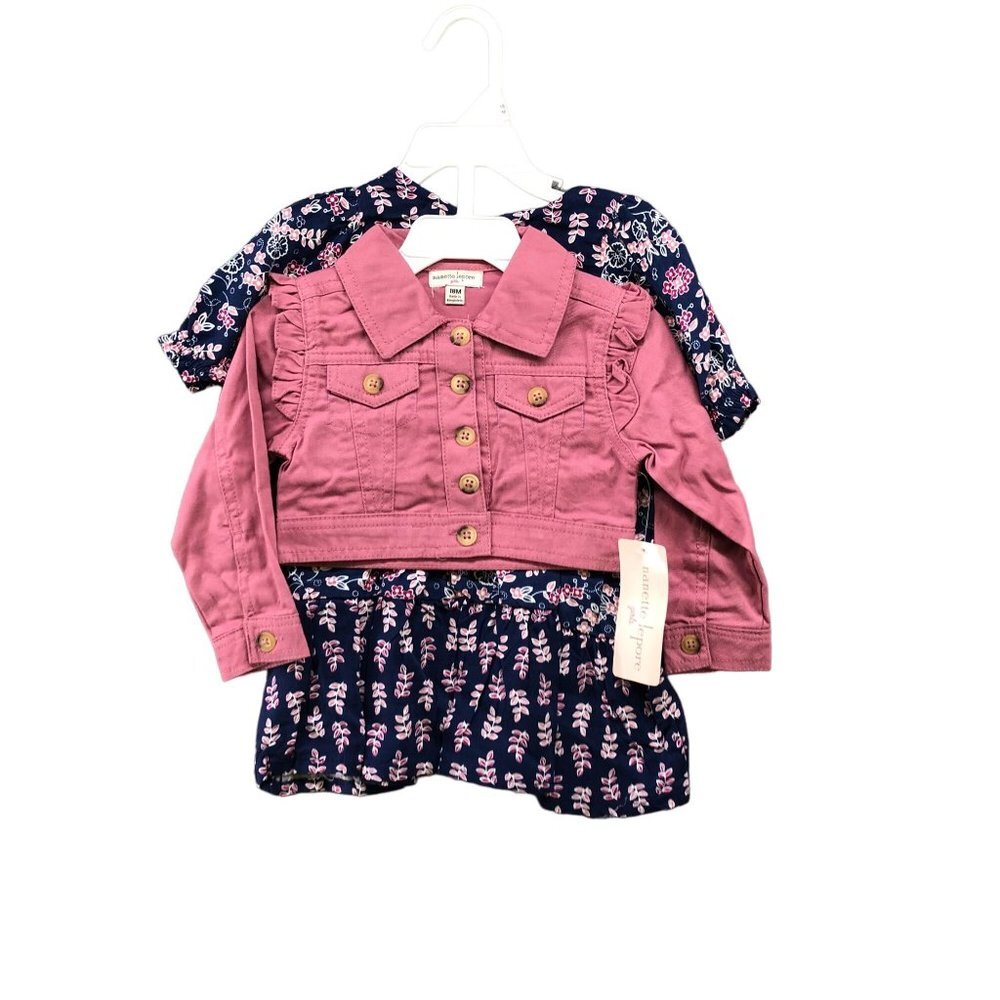 NWT Nanette Lepore Girls 18M Dress Outfit Jean Jacket Set Pink‎ Ruffle